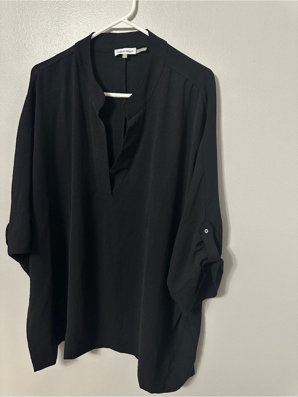 Calvin Klein Black Oversized Blouse 2X Plus Size Relaxed Fit Minimalist - Picture 2 of 11